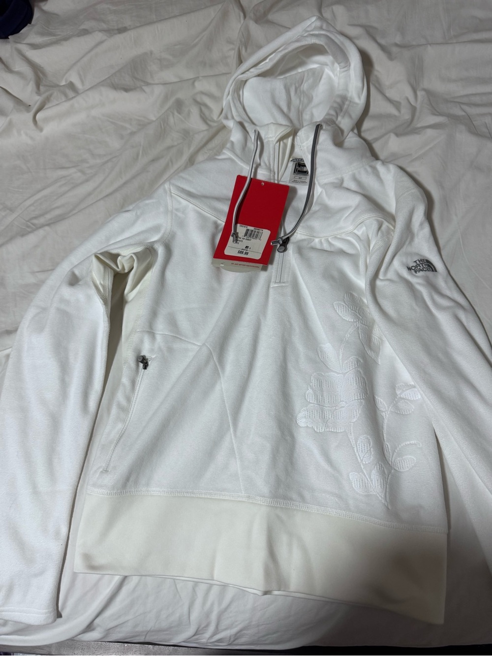 The North Face Women’s White Floral 1/4 Zip Fleece Hoodie NWT Size Small